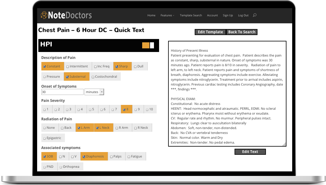 Emergency Room Charting Templates